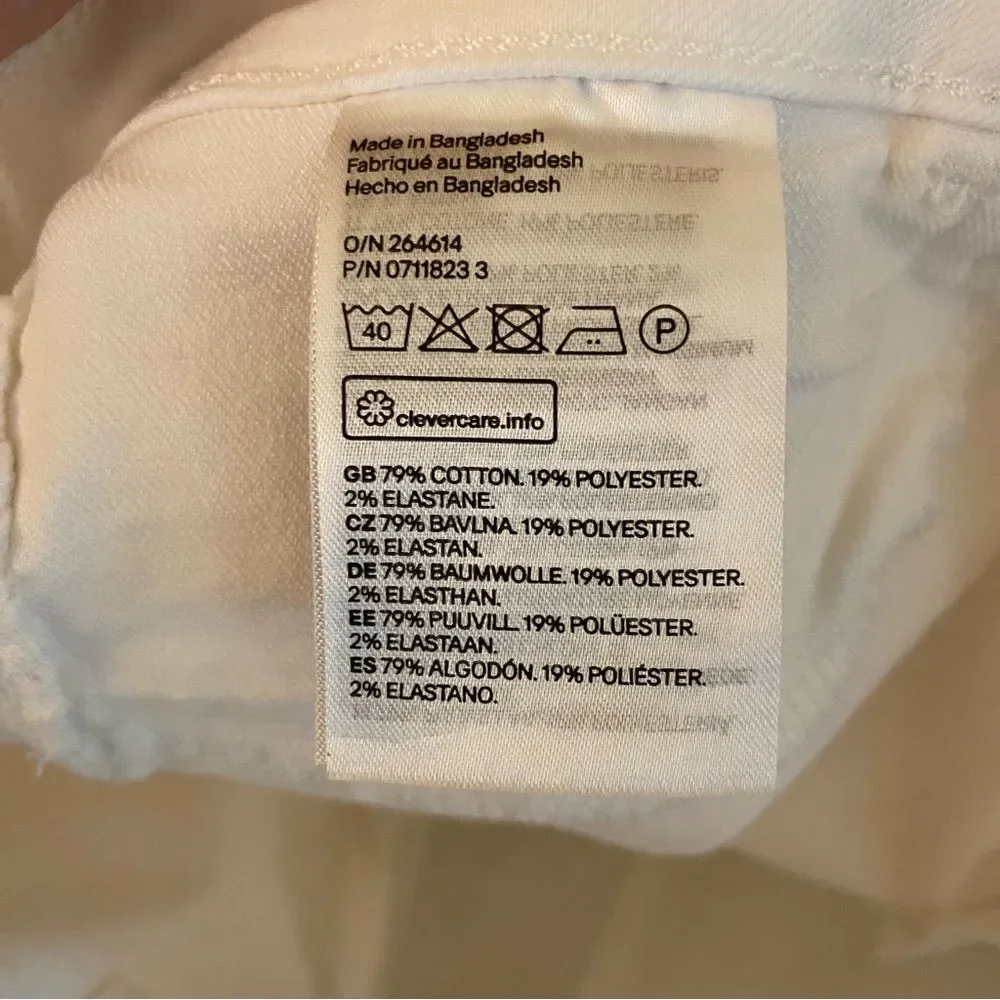 H&M White Denim Shorts High Waist Stretch Womens Size 8 with Pockets